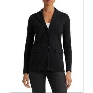 Lauren Ralph Lauren Black Knit Blazer Jacket Size 2X Minimalist Capsule Plus